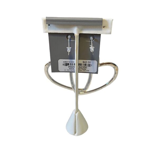 Robert Lee Morris Large Hammered Bright Silver Toned Heart Shaped Earrings. - Picture 5 of 5